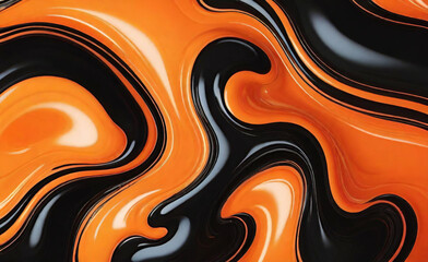 Fondo de vector brillante holográfico naranja y negro. Banner creativo abstracto con degradado líquido negro y naranja. Fondo minimalista de gradación de color. Ilustración vectorial.
