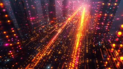 Obraz premium Abstract background filled with binary code, representation of the digital world's foundational language, visualization of the vast data landscape, wide angle, AI Generative