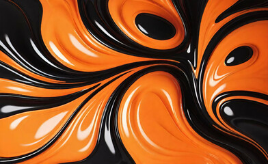 Fondo de vector brillante holográfico naranja y negro. Banner creativo abstracto con degradado líquido negro y naranja. Fondo minimalista de gradación de color. Ilustración vectorial.