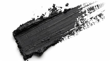 Bold black paint stroke on white background for artistic designs and creative projects