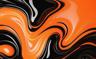 Fondo de vector brillante holográfico naranja y negro. Banner creativo abstracto con degradado líquido negro y naranja. Fondo minimalista de gradación de color. Ilustración vectorial.