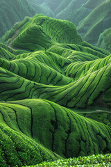 Fototapeta premium Tea plantation on green hills
