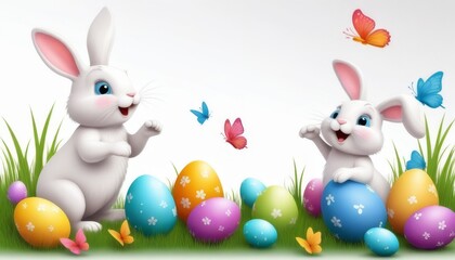 Obraz na płótnie Canvas Easter bunny, easter eggs