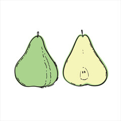 vector illustration with pear. print for fabric with fruits, pattern for paper with fruits