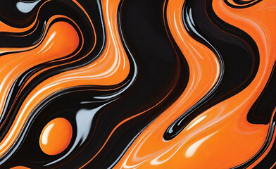 Fondo de vector brillante holográfico naranja y negro. Banner creativo abstracto con degradado líquido negro y naranja. Fondo minimalista de gradación de color. Ilustración vectorial.