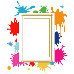 Rainbow paint splash frame, Frame on splash color, colourful watercolor blots, Ink splash frame background vector illustration