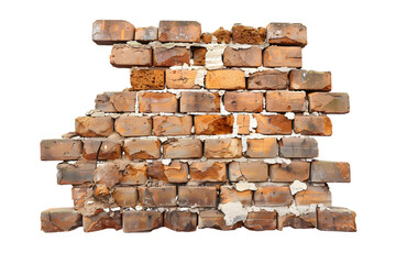 Obraz premium destroyed brick wall isolated on white or transparent background