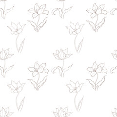 Fototapeta premium pattern of tulip flower drawn in vector, postcard with spring flower.