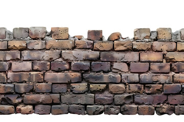 destroyed brick wall isolated on white or transparent background