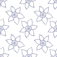 pattern with daffodil drawn in vector, spring flower, card for Mother's Day and Easter,