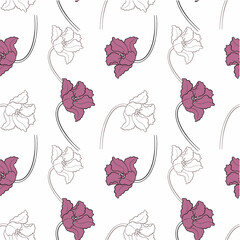 pattern of tulips drawn in vector, spring flower. Mother's Day card, print for fabric