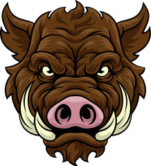 A wild boar hog razorback warthog sports mascot cartoon pig character