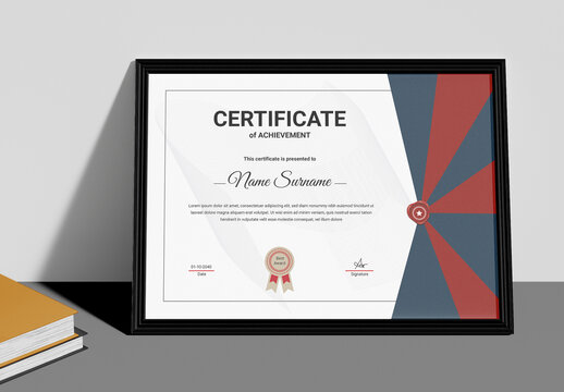 Red and Blue Certificate Template