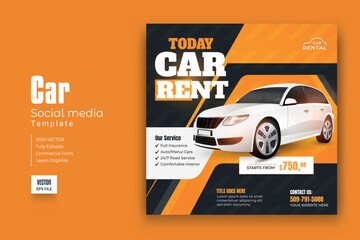 Car rental social media banner or instagram post template
