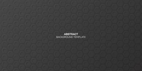 Fotobehang Abstract black embossed hexagon paper cut style vector illustration background. Black honeycomb pattern background. Metallic nut pattern 3D background. © Wasitt