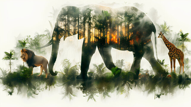 World Wildlife Day concept. Animal silhouettes. Wildlife protection
