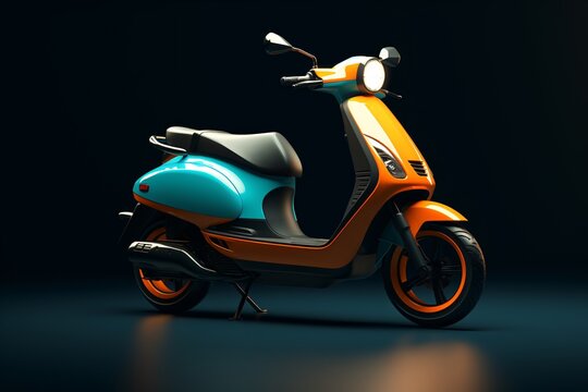 a blue and orange scooter