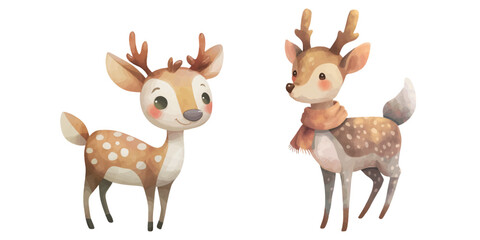 cute deer watercolour vector illustration