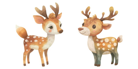  cute deer watercolour vector illustration