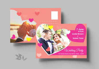 Wedding Postcard Design Layout