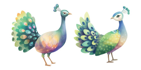Estores personalizados com sua foto cute peacock watercolour vector illustration