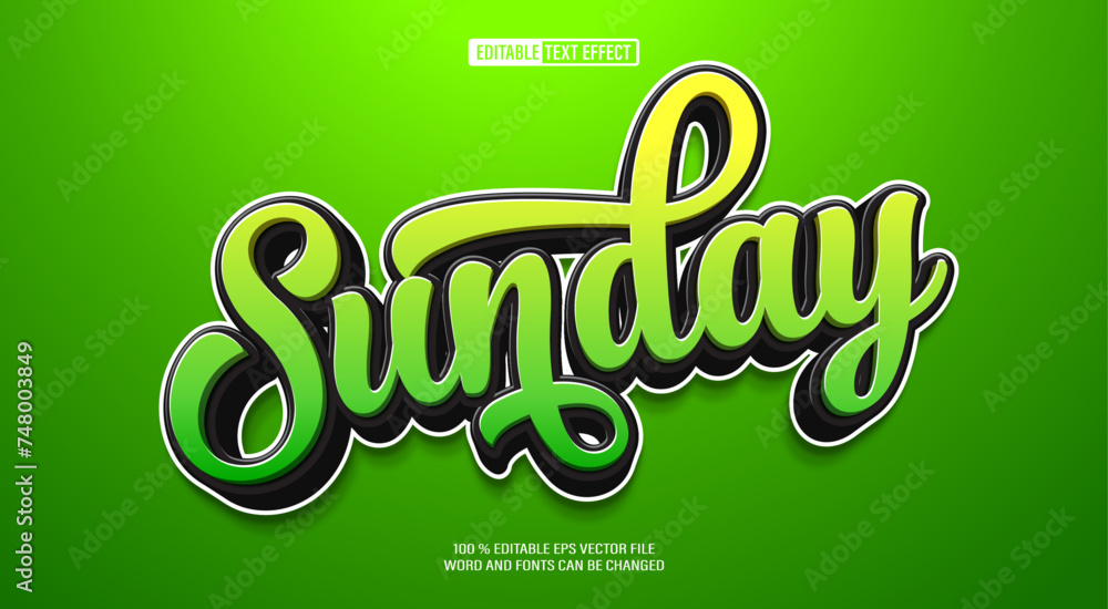 Poster editable 3d text style effect - sunday text effect template