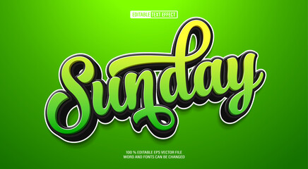 Editable 3d text style effect - Sunday text effect Template