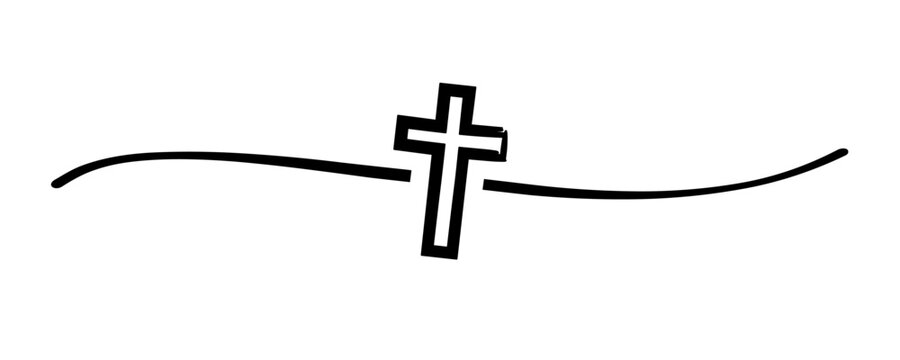 Hand drawn cross shape black divider. Christian design element for Easter banner, poster or card. Vector illustration