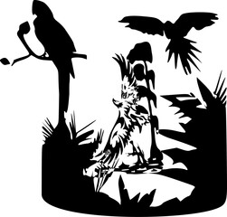 silhouette of eagle and tree