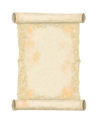 old paper scroll with seal on transparent background 