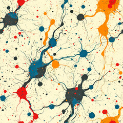colored neuronal network as a seamless Tile pattern, ai generated