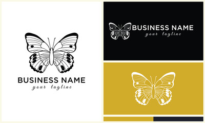 line art butterfly logo template