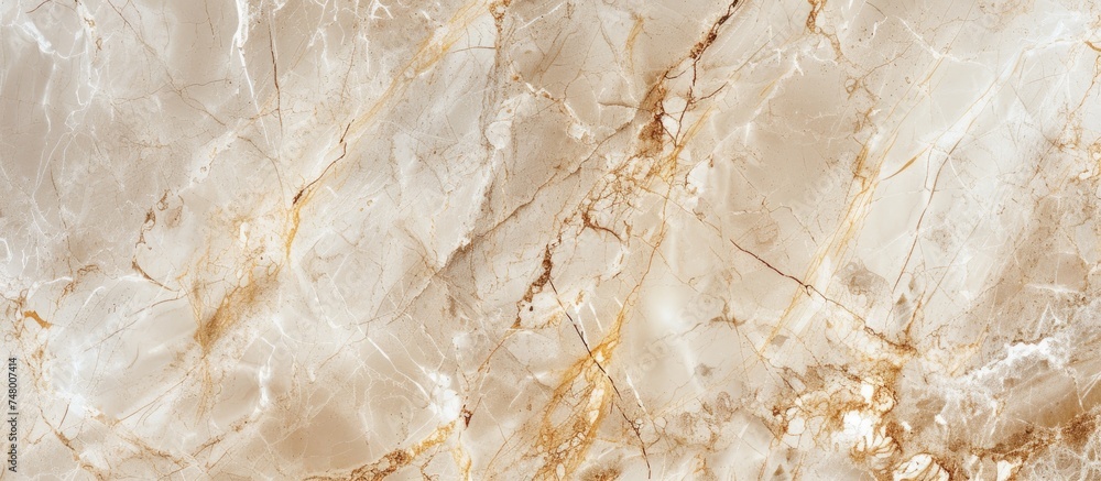 Poster detailed close-up view of a beige marble surface, showcasing unique patterns and textures suitable f