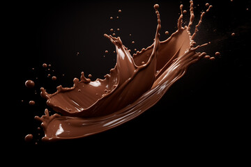 Image of dark Chocolate splash isolated on black background