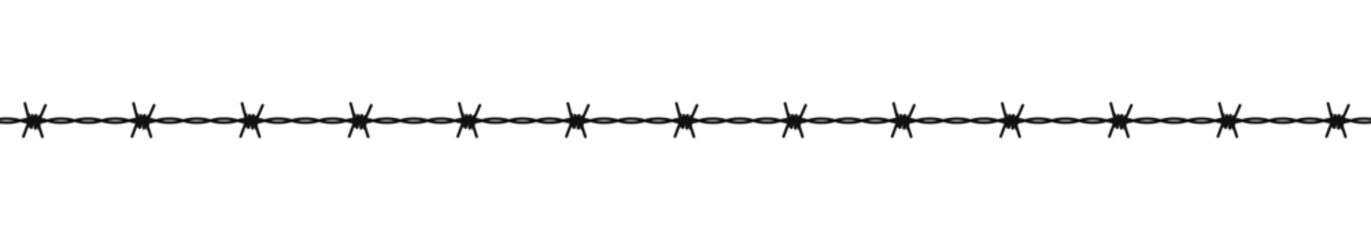 Straight line sharp barbed wire illustration vector - obrazy, fototapety, plakaty