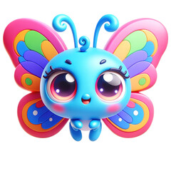 Naklejka premium Colorful Cartoon Butterfly with Big Adorable Eyes
