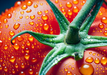 tomato with dew drops.