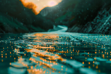 A river with a lot of sparkles in it