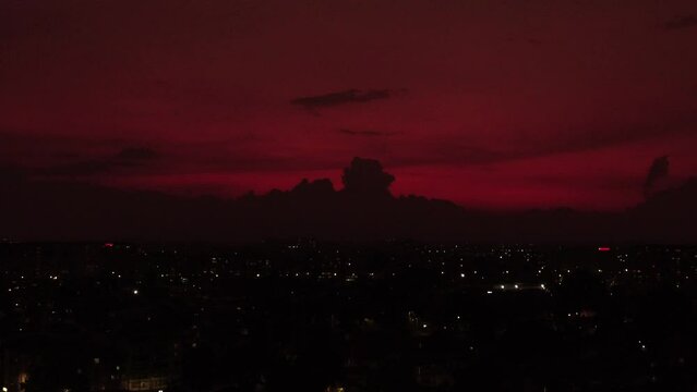 aerial images of the nights in Bogota with its colors and its sky