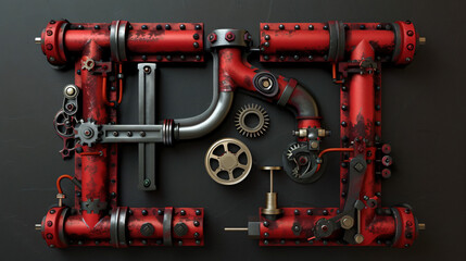 The letter L of mechanic alphabet. Steampunk fon