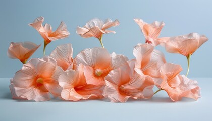 Graceful rose gold and powder blue spring petals in minimalist setting  abstract elegance and charm