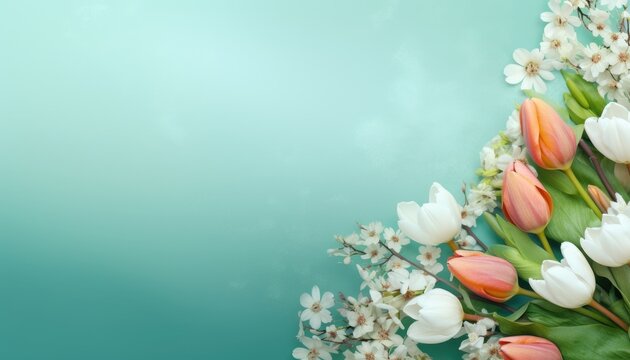 Spring flowers on a green hd background