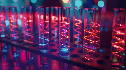 A closeup of multiple test tubes filled with DNA samples highlighting the importance of collecting accurate genetic data for effective analysis.