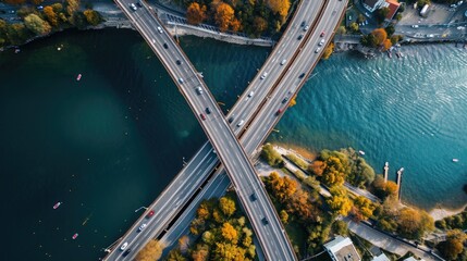 Aerial photo of bridge during daytime. across river