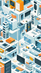Isometric Technology Device Collection - An intricate isometric illustration showcasing a collection of technology devices, symbolizing connectivity and advancements