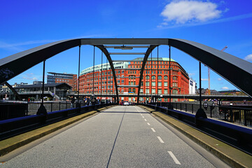 Niederbaumbrucke Bridge in HafenCity Speicherstadt Hamburg - Germany