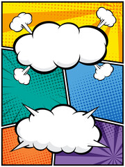 comic book, pop art cartoon layout template halftone dotted background © nakedcm