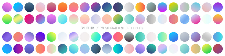 Set of vector gradients, modern combinations of colors and shades. Color gradient palette in the form of circles.	
