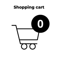 Shopping cart. Zero in cart, template. Thin line icon. Graphic elements. Isolated symbol sign used for: illustration, outline, logo, mobile, app, emblem, design, web, site, ui, ux. Vector EPS 10