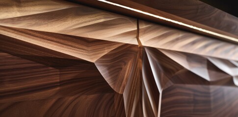 Modern and polished aesthetic achieved through a glossy finish on the woodworking wall surface structure design